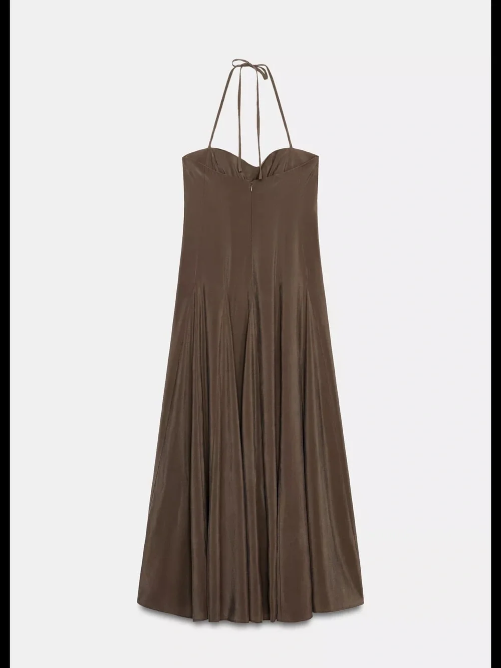 Zara Brown halter volume midi Dress - Picture 4 of 6